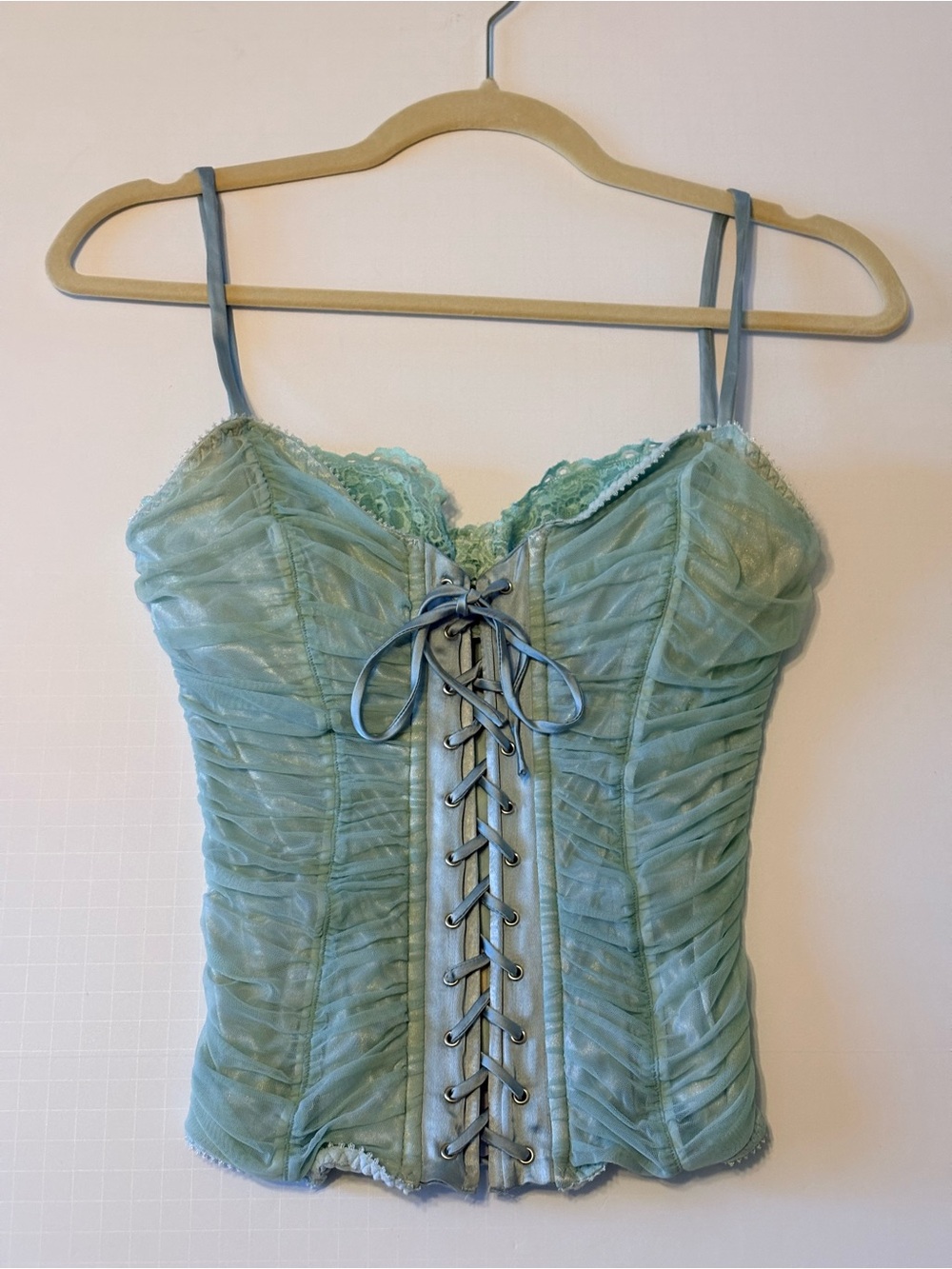 Kacey Montoya’s Closet | Cinema Lace-Up Bustier Corset Top in Sage Green